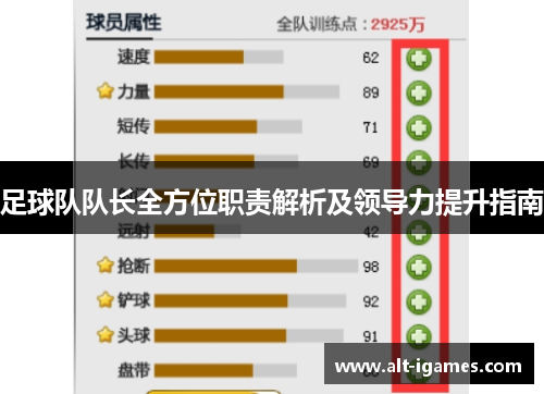 足球队队长全方位职责解析及领导力提升指南 足球队队长全方位职责解析及领导力提升指南